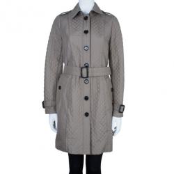 Pre Owned معطف ترينش بربري رمادي غامق مبطن S