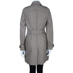 Pre Owned معطف ترينش بربري رمادي غامق مبطن S