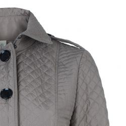 Pre Owned معطف ترينش بربري رمادي غامق مبطن S