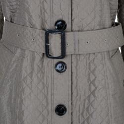 Pre Owned معطف ترينش بربري رمادي غامق مبطن S