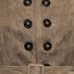 Pre Owned Burberry Brown Suede Button Front Belted Jacket M 