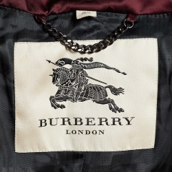 Pre Owned Burberry Burgundy Fox Fur Trim Abbeydale Down Puffer Coat M