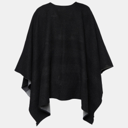 Pre Owned Burberry Charcoal Grey Merino Wool Poncho (One Size)