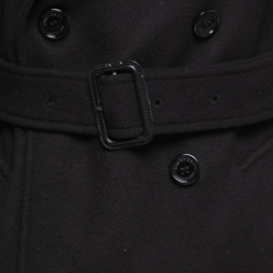 Pre Owned Burberry Black Wool & Cashmere Belted Trench Coat S