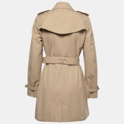 Pre Owned Burberry Tan Brown Gabardine Belted Trench Coat S