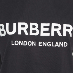 مملوكة مسبقًا Burberry Black Cotton Logo Printed Short Sleeve T-Shirt M