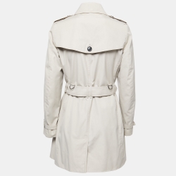 Pre Owned Burberry Beige Gabardine Belted Trench Coat S
