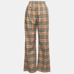 Pre Owned Burberry Beige Vintage Check Cotton Side Stripe Pants M