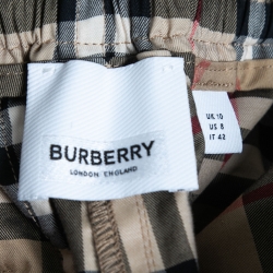 Pre Owned Burberry Beige Vintage Check Cotton Side Stripe Pants M