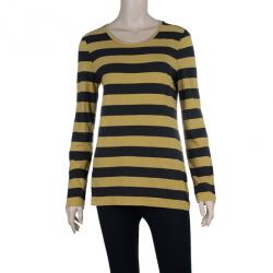 Pre Owned تي شيرت بربري مقلم بكم طويل M