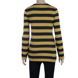 Pre Owned تي شيرت بربري مقلم بكم طويل M