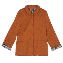 Pre Owned Burberry Tangerine Diamond Quilted Jacket M