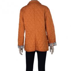 Pre Owned Burberry Tangerine Diamond Quilted Jacket M