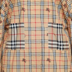 Pre Owned Burberry Beige Vintage Checked Wrap Sleeve Shirt Dress M