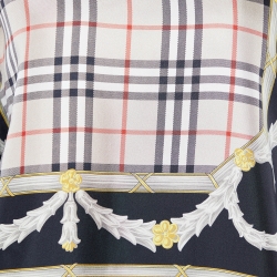 Pre Owned Burberry Black Archive Scarf Print Silk Paneled Cotton Sweatshirt L