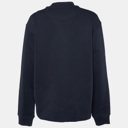 Pre Owned Burberry Black Archive Scarf Print Silk Paneled Cotton Sweatshirt L