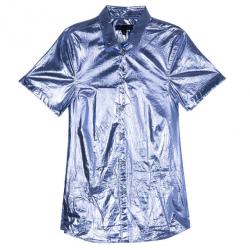 Pre Owned Burberry Metallic Button Down Top S