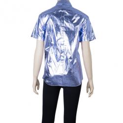Pre Owned Burberry Metallic Button Down Top S