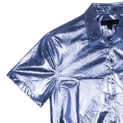 Pre Owned Burberry Metallic Button Down Top S