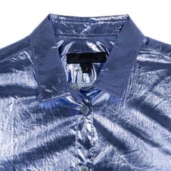 Pre Owned Burberry Metallic Button Down Top S