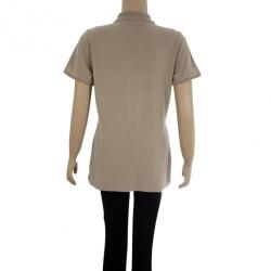 Pre Owned Burberry Cream Check Placket Polo Shirt L