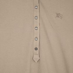 Pre Owned Burberry Cream Check Placket Polo Shirt L