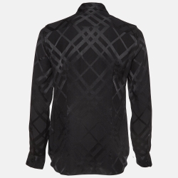 مملوكة مسبقًا Burberry Black Check Pattern Silk Shirt S