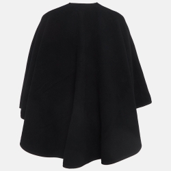 مملوكة مسبقًا Burberry Black Double-Faced Wool Blend Poncho One Size