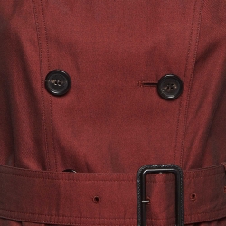 Pre Owned Burberry Burgundy Cotton Double Breasted Trench Coat S