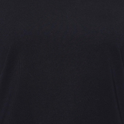 Pre Owned Burberry Black Cotton Check Cuff Crew Neck T-Shirt M