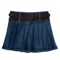 مملوكة مسبقًا Burberry Denim Pleated Mini Skirt S