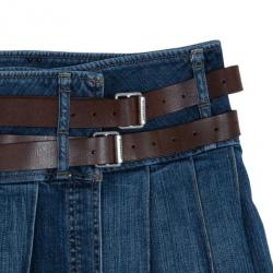 مملوكة مسبقًا Burberry Denim Pleated Mini Skirt S