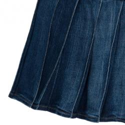 مملوكة مسبقًا Burberry Denim Pleated Mini Skirt S