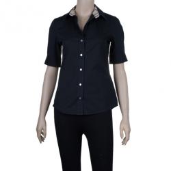 Pre Owned Burberry Black Short Sleeve Shirt XS