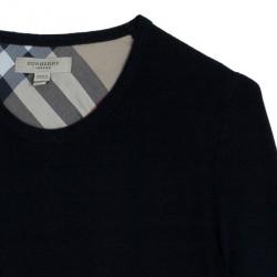 مملوكة مسبقًا تي شيرت بربري أسود بكم طويل ورقعة كم نوفاتشيك XS 