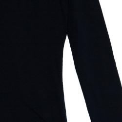 مملوكة مسبقًا تي شيرت بربري أسود بكم طويل ورقعة كم نوفاتشيك XS 