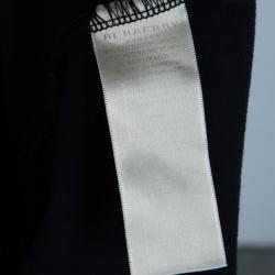 مملوكة مسبقًا تي شيرت بربري أسود بكم طويل ورقعة كم نوفاتشيك XS 