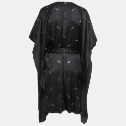 Pre Owned Burberry Black Silk Stud Embellished Belted Short Dress M
