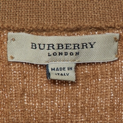 مملوكة مسبقًا Burberry Brown Merino Wool Rib Knit Button Front Cardigan M