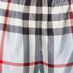 Pre Owned Burberry Blue Checked Silk Elasticised Waist Shorts M