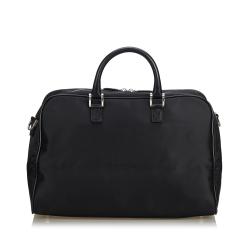 Pre Owned Burberry Black Nylon Leather Travel Bag