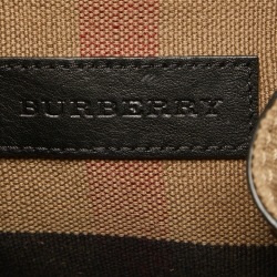 Burberry Black/Beige Mega Check Canvas and Leather Drawstring Flap Backpack