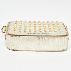 Pre Owned Burberry Gold Lizard Studded Crossbody Bag