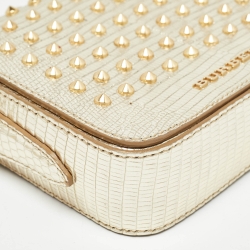 Pre Owned Burberry Gold Lizard Studded Crossbody Bag