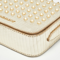 Pre Owned Burberry Gold Lizard Studded Crossbody Bag