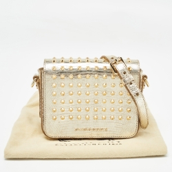 Pre Owned Burberry Gold Lizard Studded Crossbody Bag