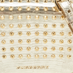 Pre Owned Burberry Gold Lizard Studded Crossbody Bag
