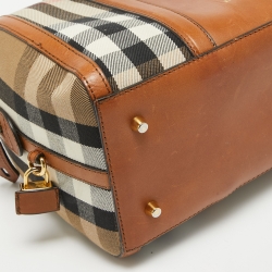 Pre Owned Burberry Brown Ochre House Check Fabric Medium Sactorial Alchester Bowler Bag