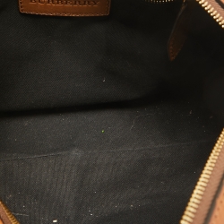 Pre Owned Burberry Brown Ochre House Check Fabric Medium Sactorial Alchester Bowler Bag