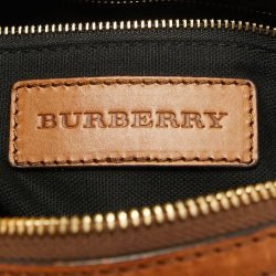 Pre Owned Burberry Brown Ochre House Check Fabric Medium Sactorial Alchester Bowler Bag
